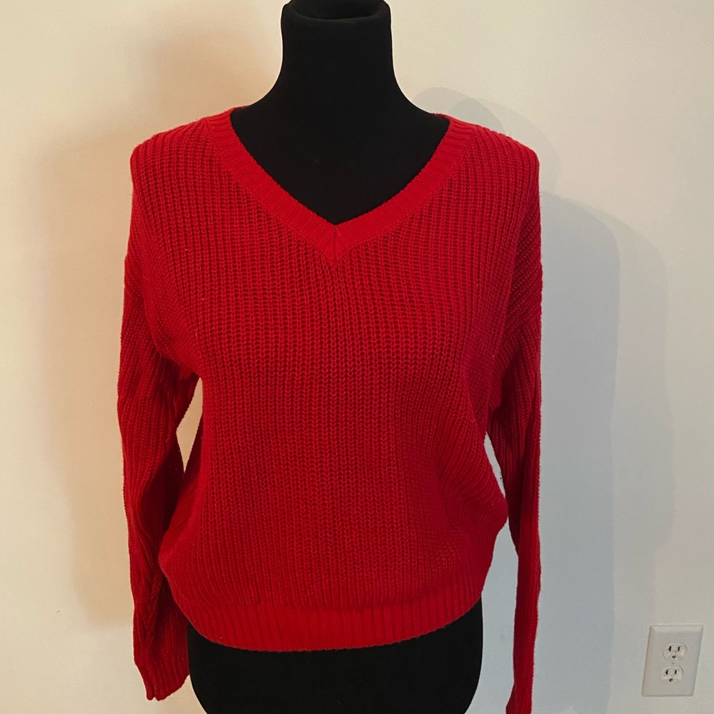Wild Fable deep red cropped sweater